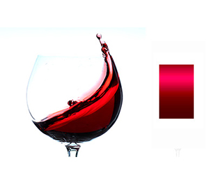 ワインの画像とそのイメージを再現した塗色